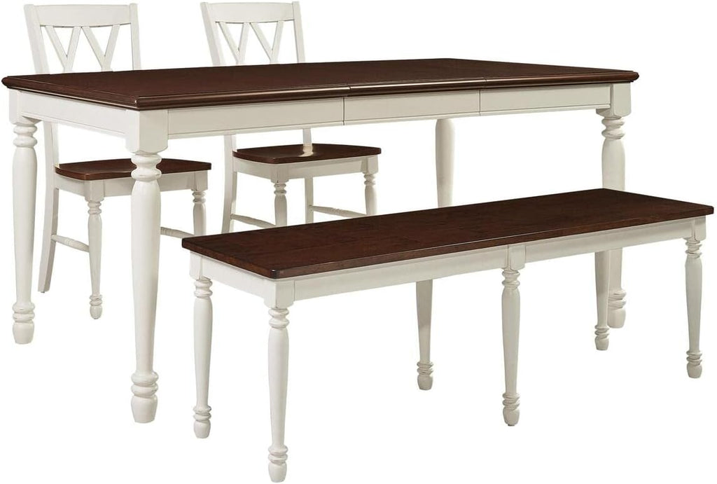 Medieval Style Dining Table Set – Rustic Distressed Wood Table with 4 Chairs