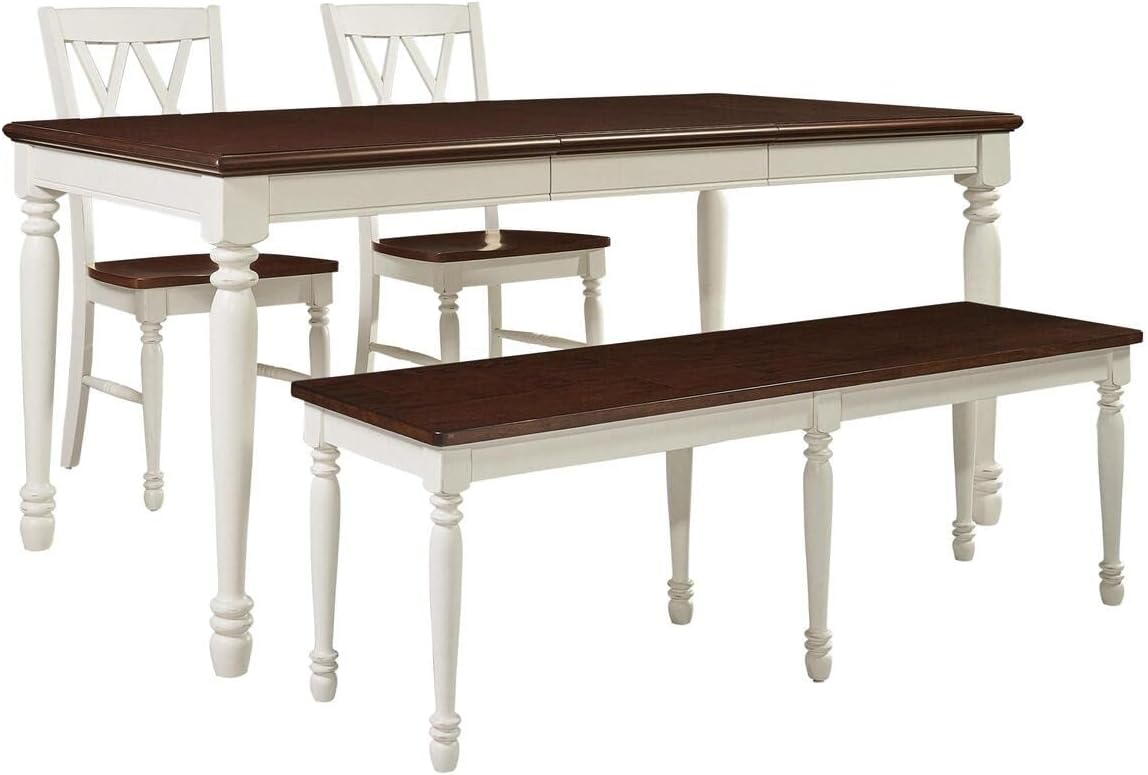 Medieval Style Dining Table Set – Rustic Distressed Wood Table with 4 Chairs