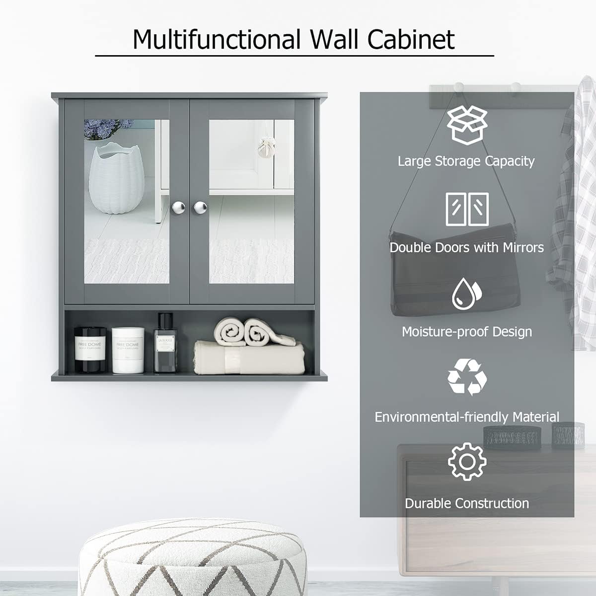 Wall-Mounted Bathroom Cabinet with Mirror – Stylish Storage Solution for Small Spaces