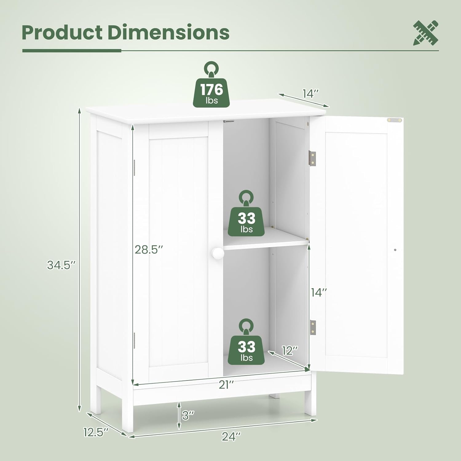 Freestanding Bathroom Storage Cabinet – Stylish & Space-Saving Organizer with Shelves