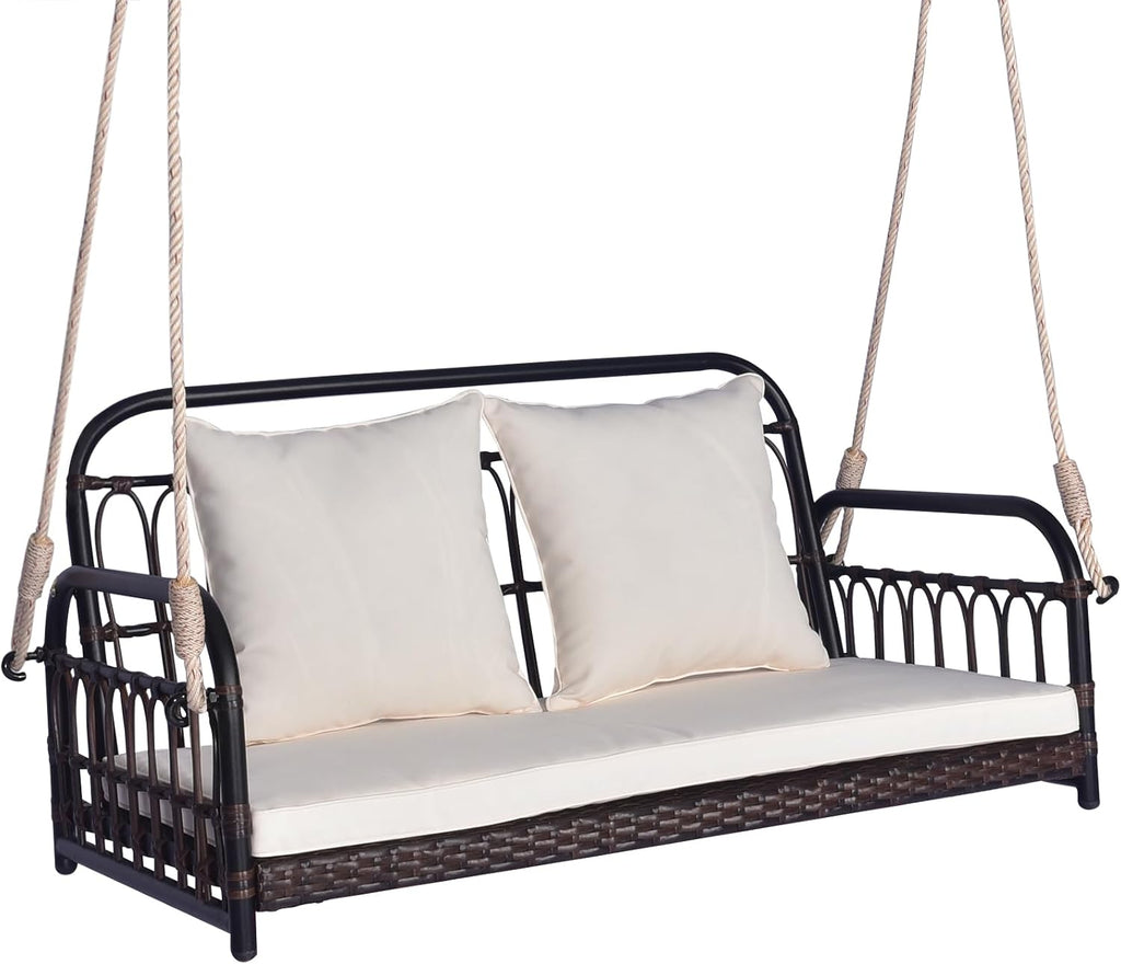 2-Person Outdoor Patio Loveseat Swing Chair with Cushions
