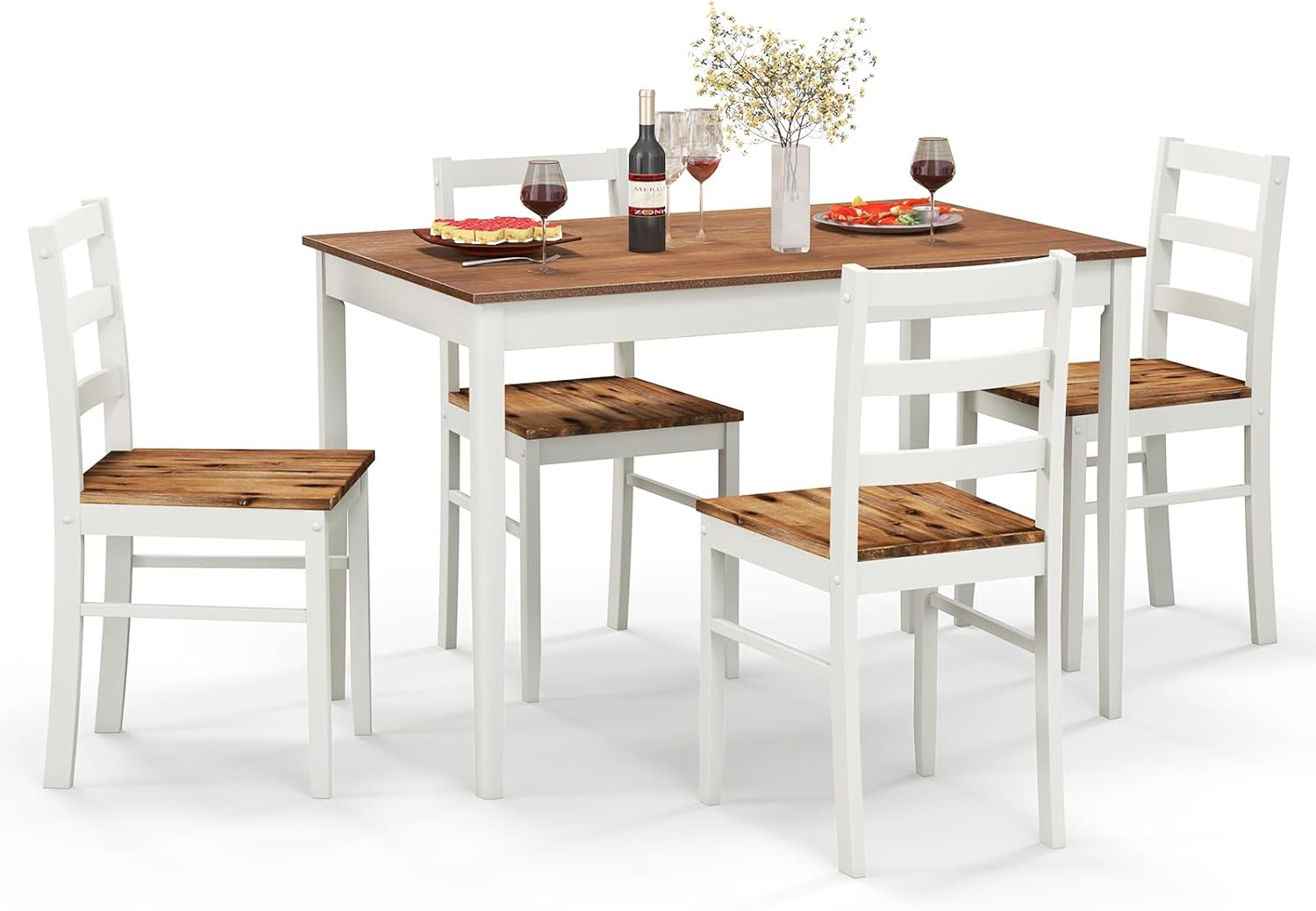5-Piece Solid Wood Dining Set – Table & 4 Chairs