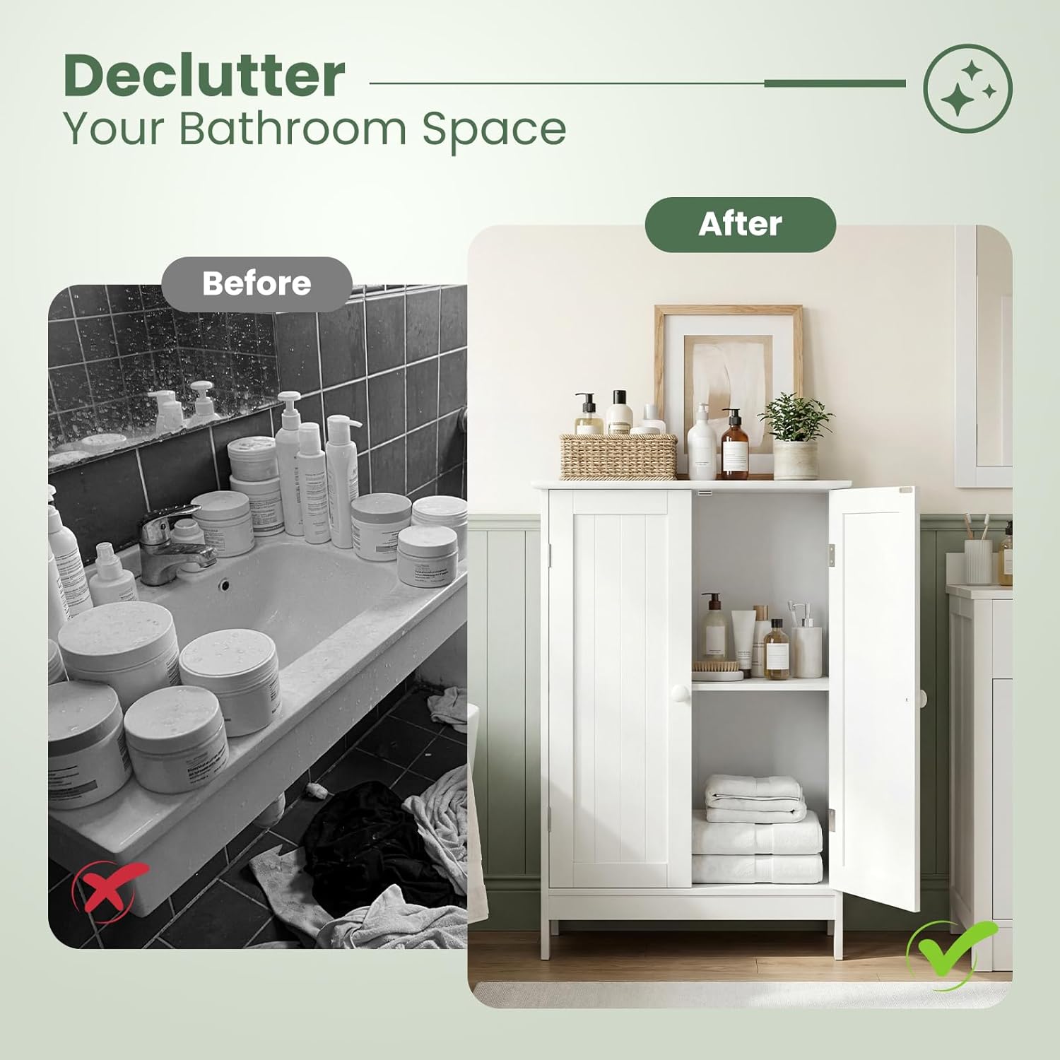 Freestanding Bathroom Storage Cabinet – Stylish & Space-Saving Organizer with Shelves