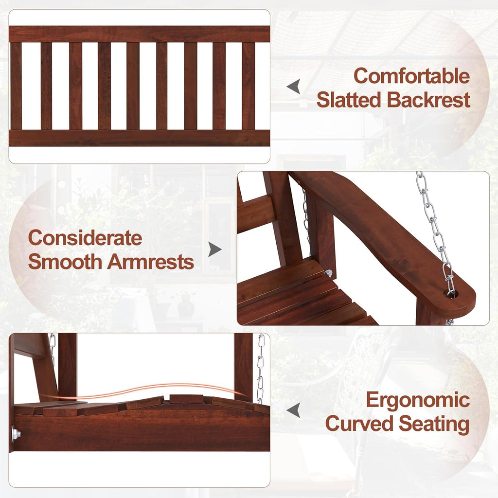 4FT Outdoor Wooden Porch Swing – Relax in Style