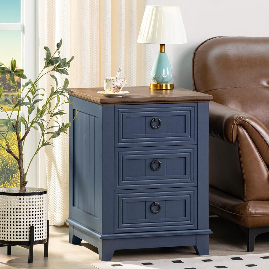 Farmhouse Style Nightstand with Drawer – Rustic & Functional Bedroom Storage