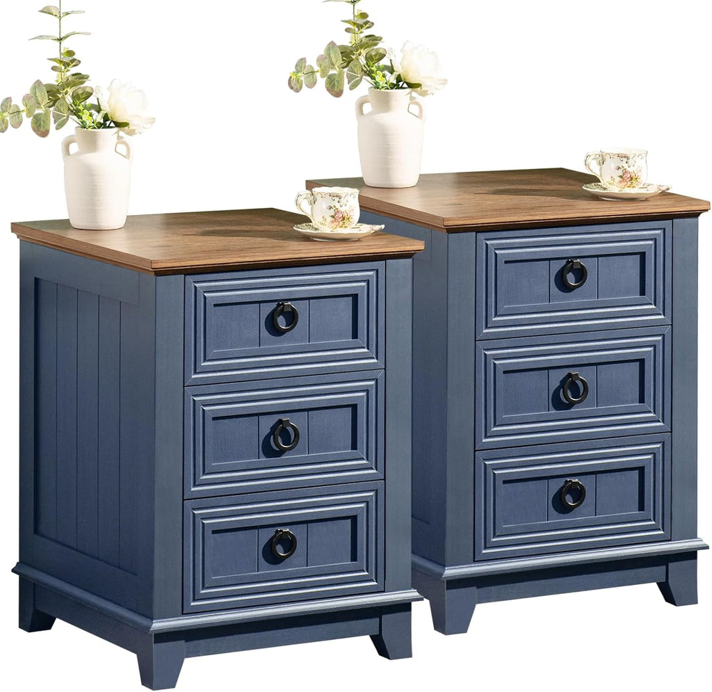 Farmhouse Style Nightstand with Drawer – Rustic & Functional Bedroom Storage