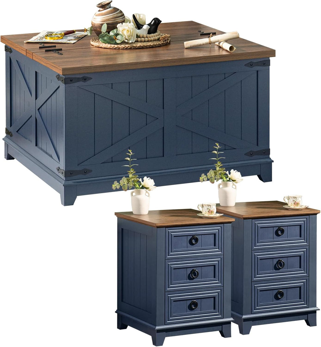 Farmhouse Style Nightstand with Drawer – Rustic & Functional Bedroom Storage