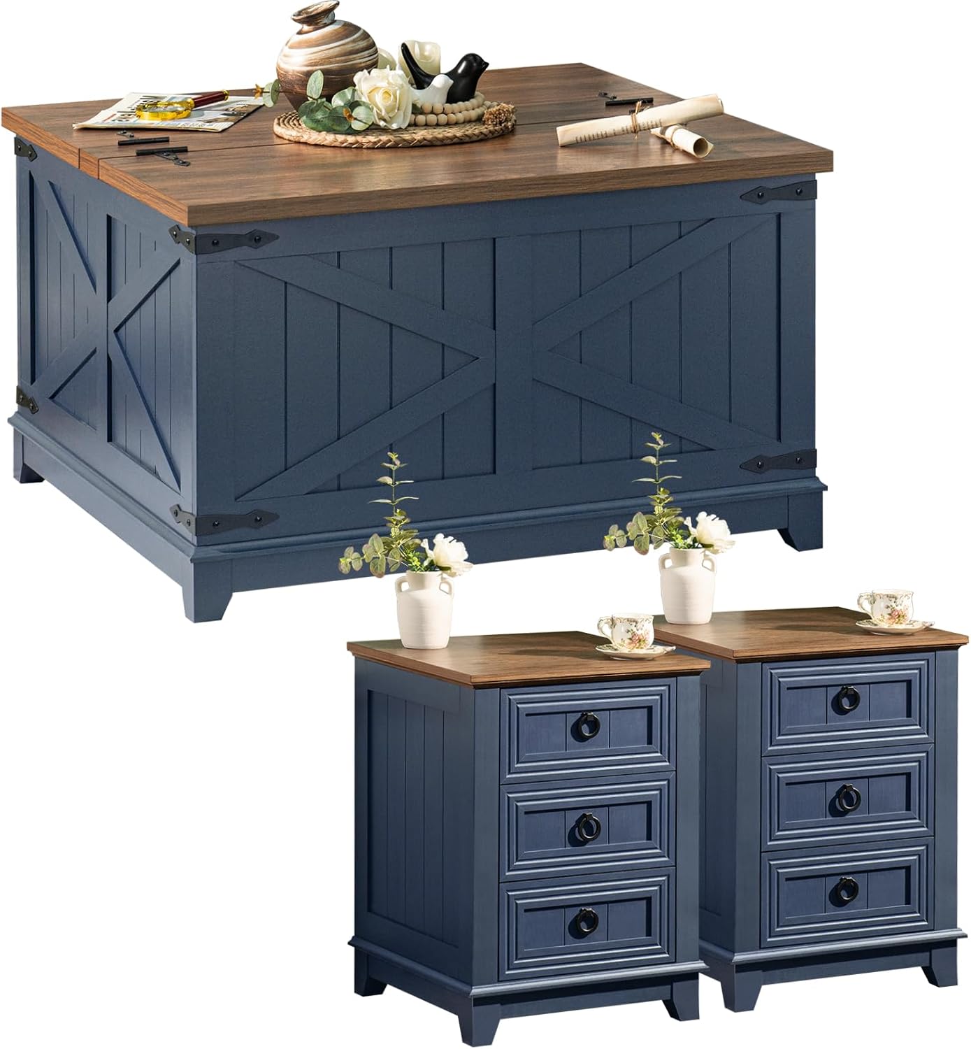 Farmhouse Style Nightstand with Drawer – Rustic & Functional Bedroom Storage
