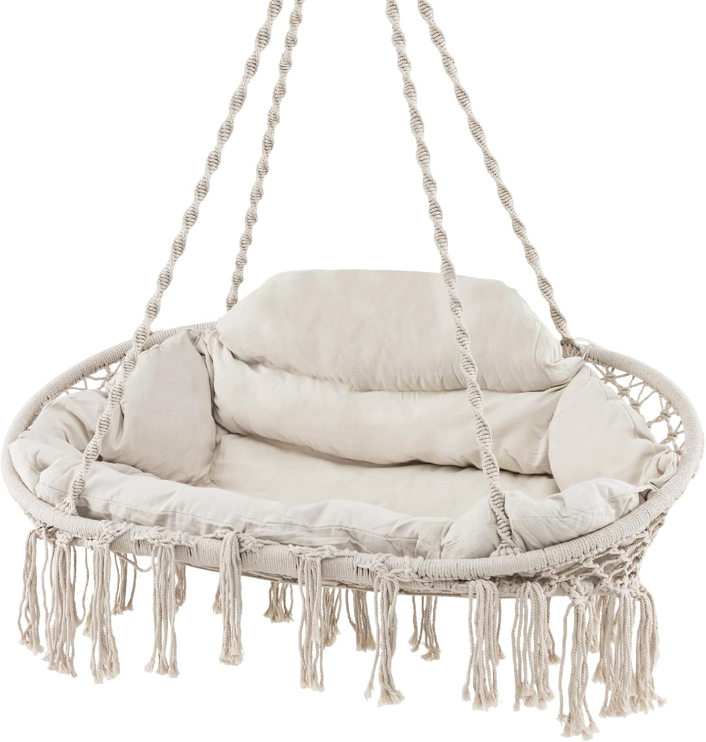 2-Person Hanging Hammock Chair with Extra-Thick Cushion