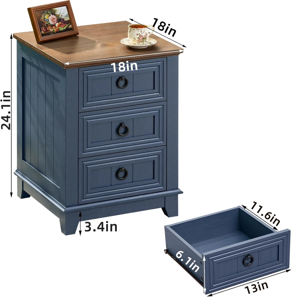 Farmhouse Style Nightstand with Drawer – Rustic & Functional Bedroom Storage