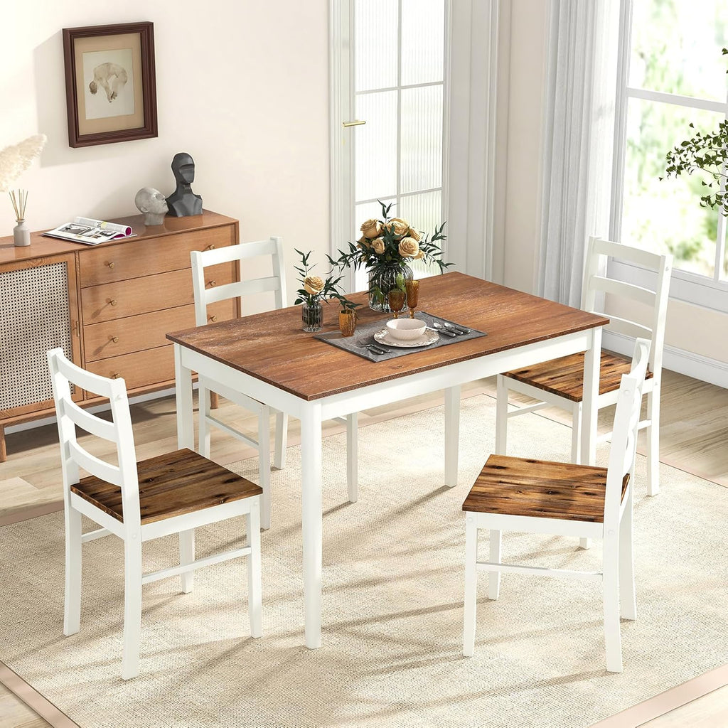 5-Piece Solid Wood Dining Set – Table & 4 Chairs