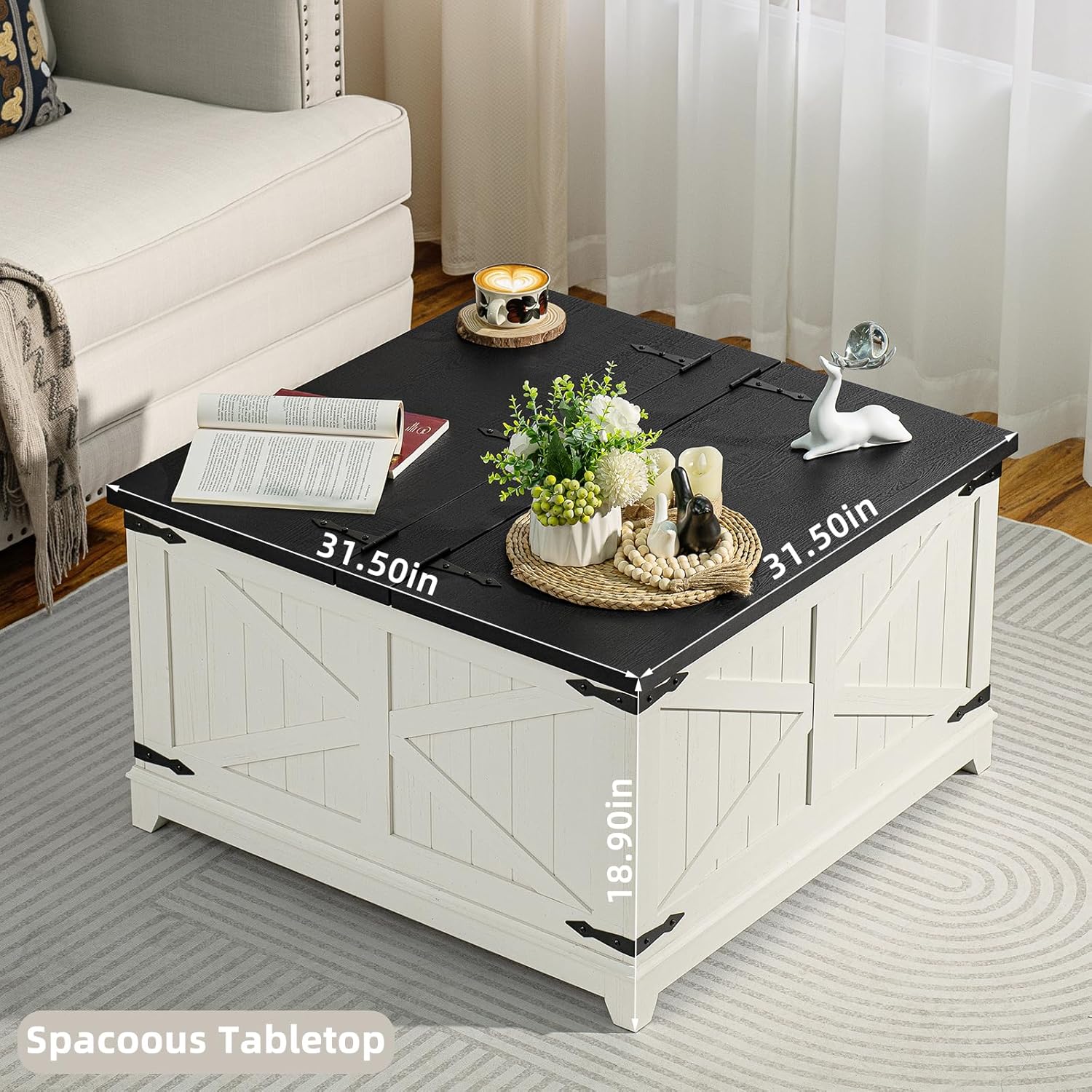 Farmhouse Nightstand with Charging Station – Rustic Bedroom End Table with Storage & USB Ports