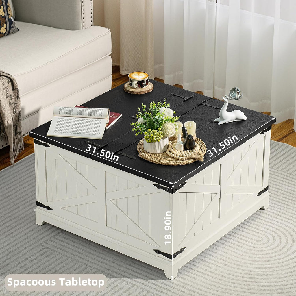 Farmhouse Nightstand with Charging Station – Rustic Bedroom End Table with Storage & USB Ports