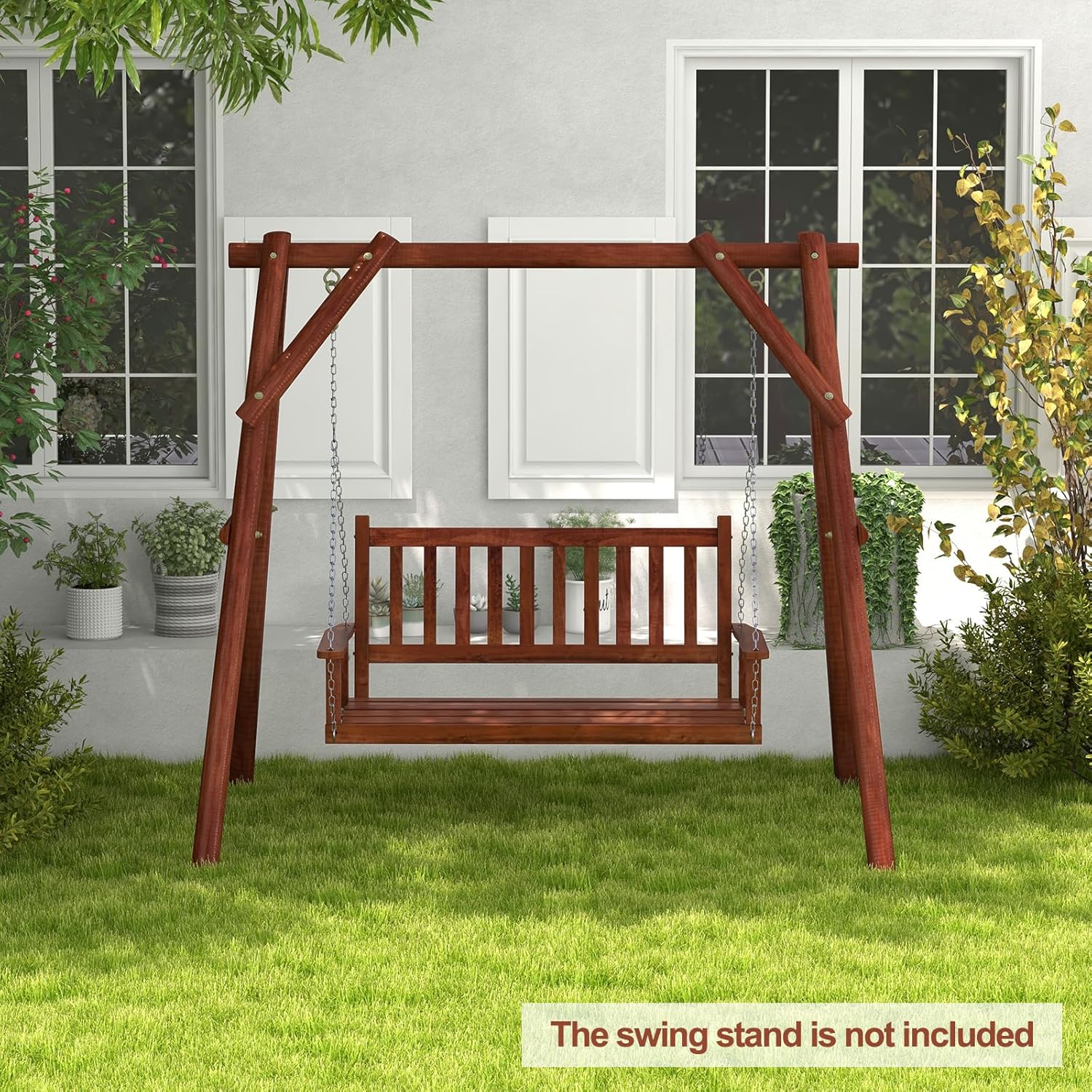 4FT Outdoor Wooden Porch Swing – Relax in Style