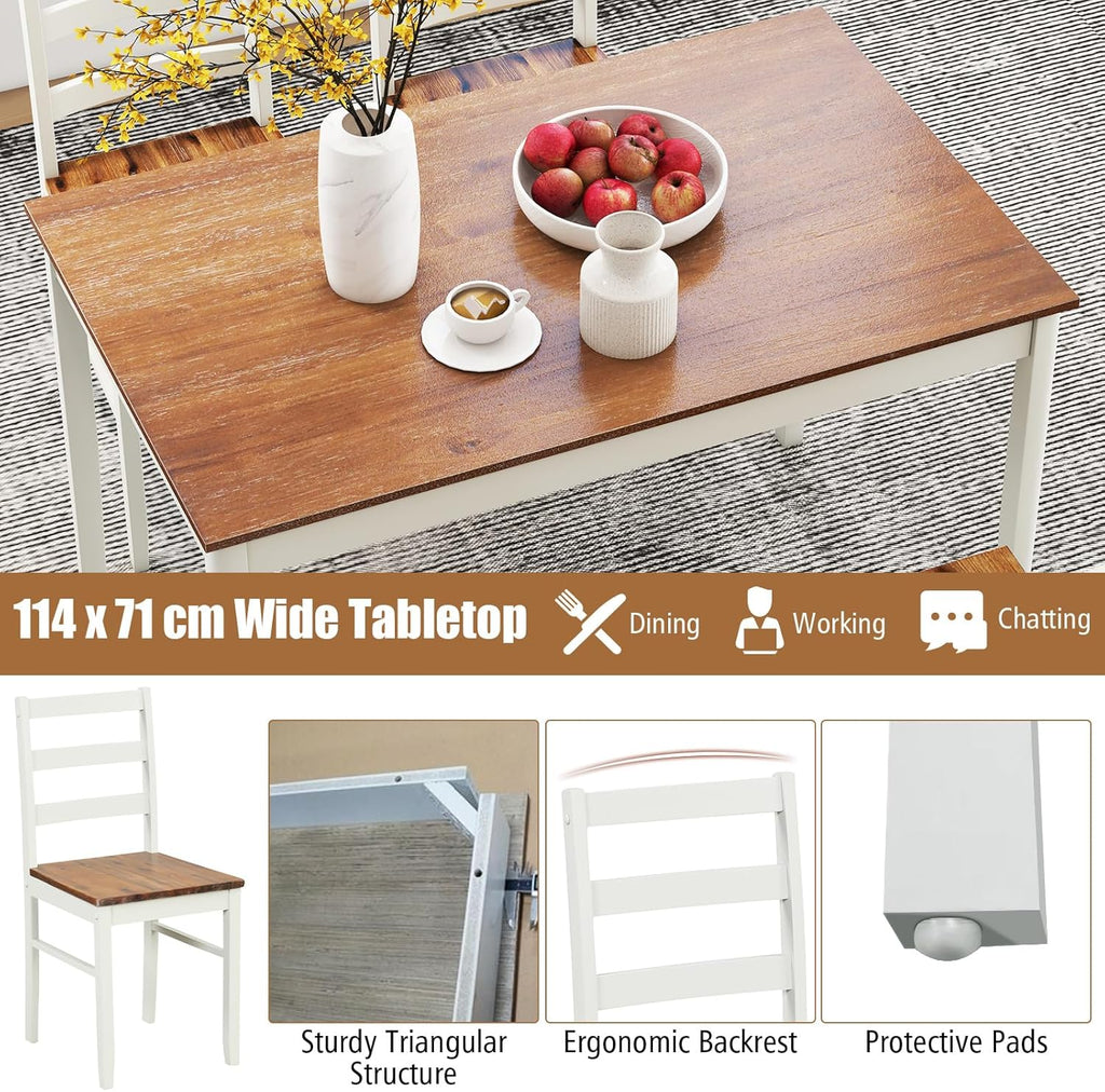 5-Piece Solid Wood Dining Set – Table & 4 Chairs