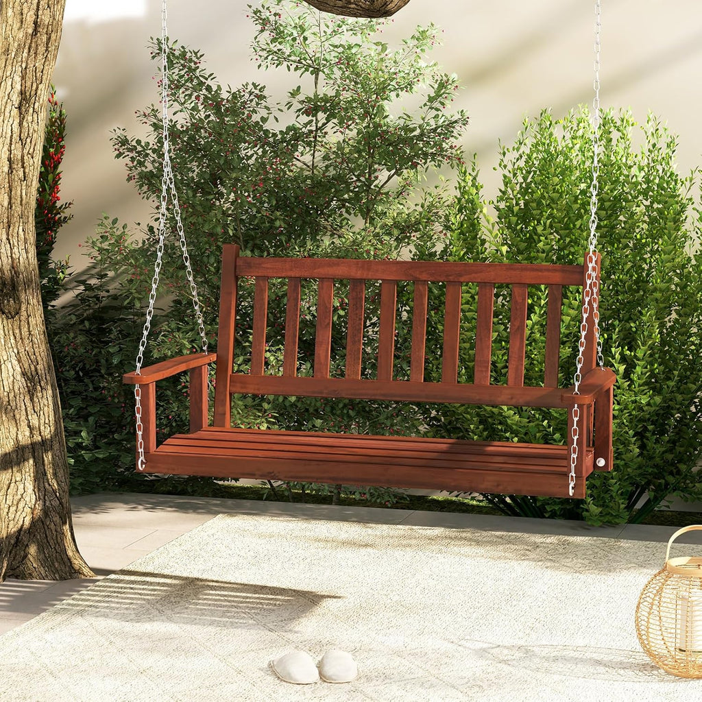 4FT Outdoor Wooden Porch Swing – Relax in Style